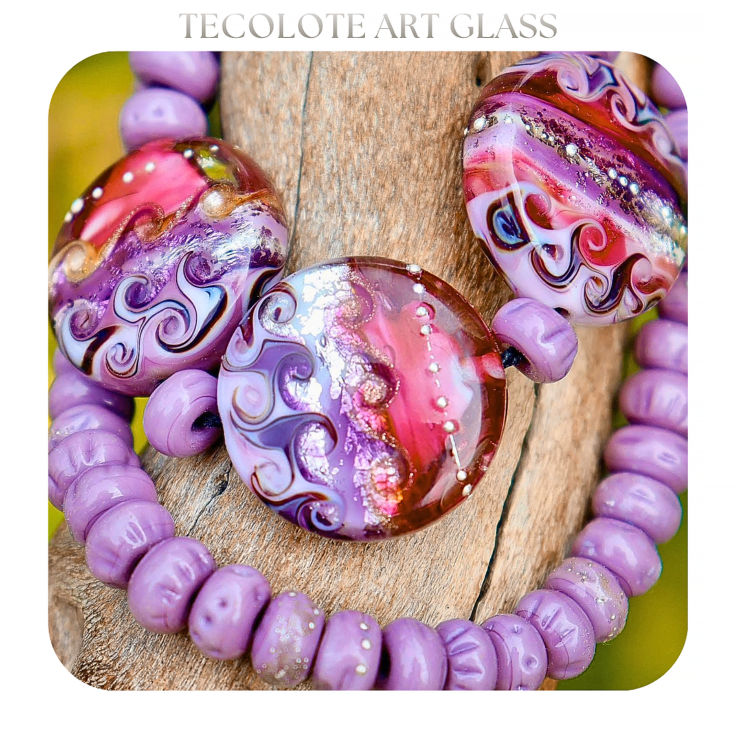 Hibiscus SeaStar - Art Glass Lampwork Focal Bead Set - Button Sprees & Accents