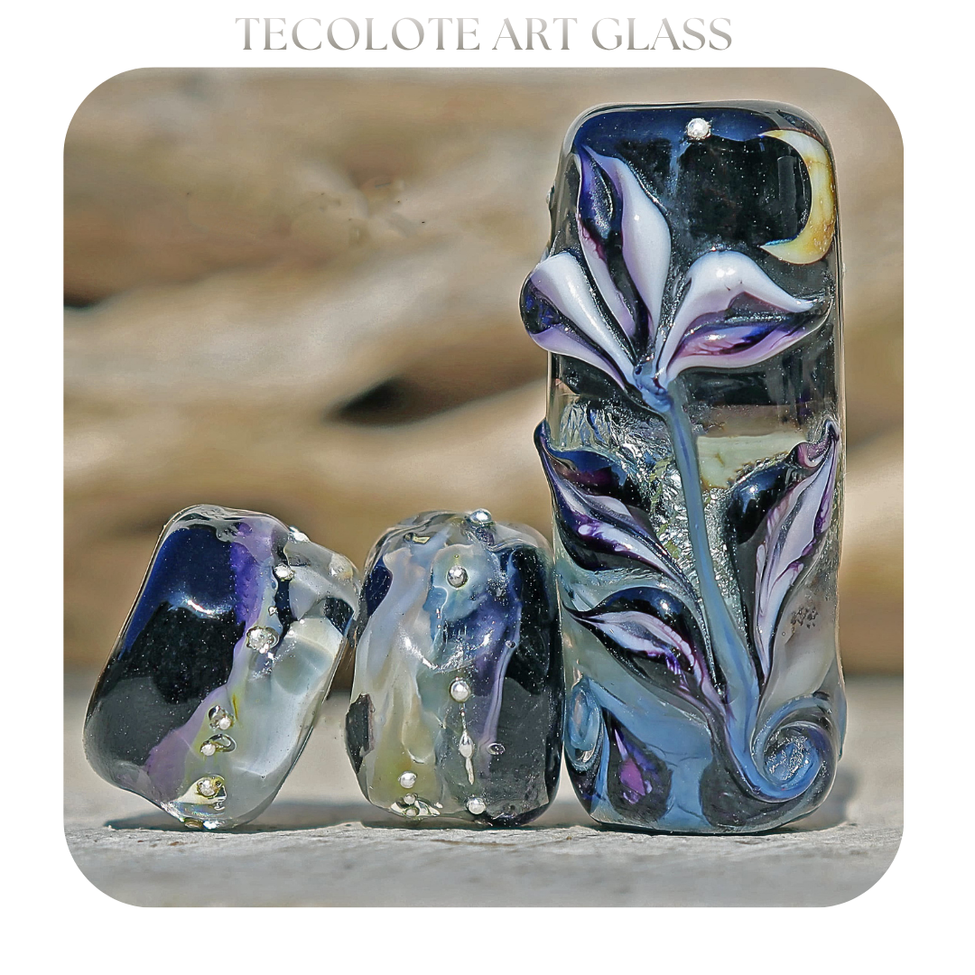 Moonstone & Plum Blossom Art Glass Bead Collection