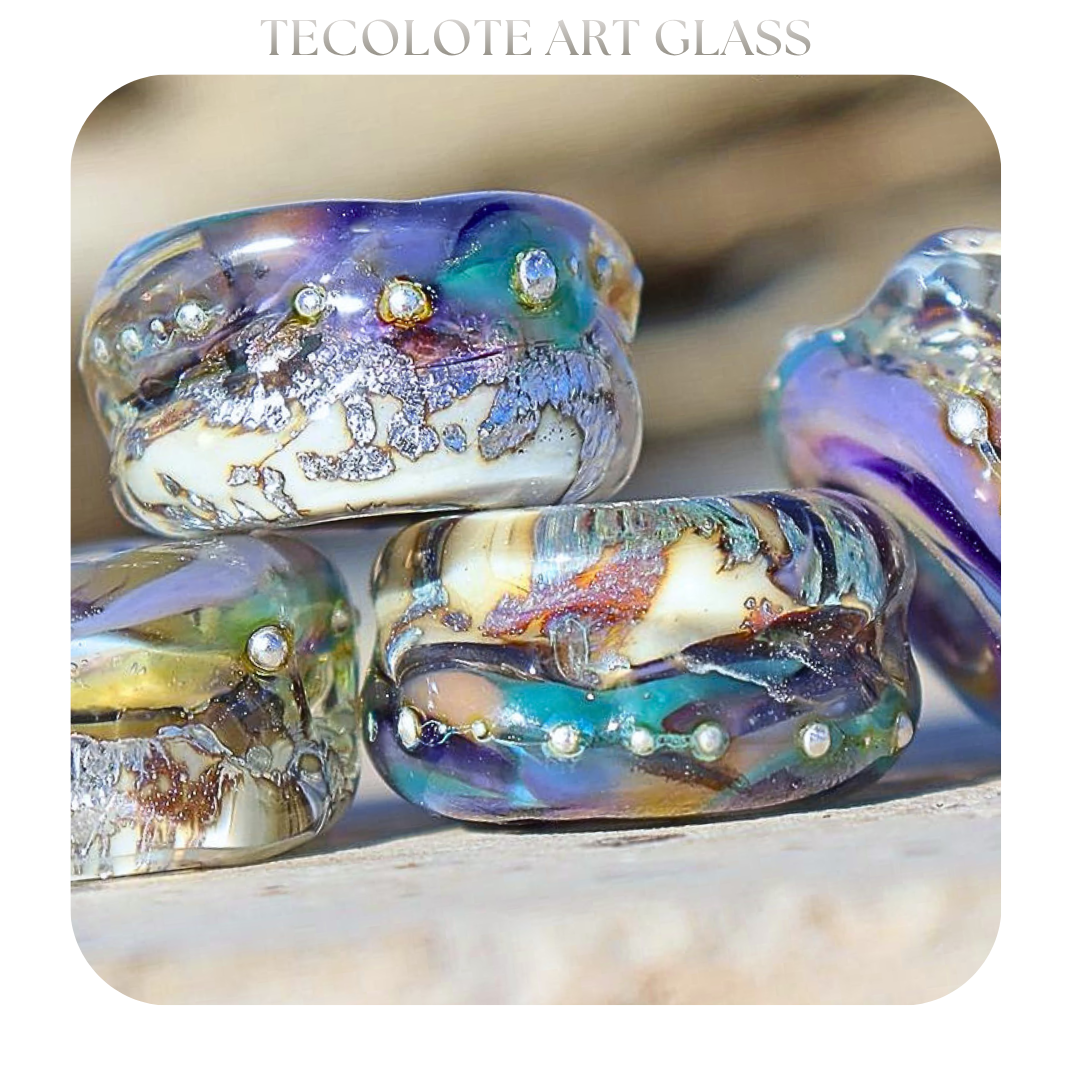 Baja Breeze & Silvered Ivory Charms - Art Glass lampwork Beads - BHB Large Hole for Pandora Bracelets