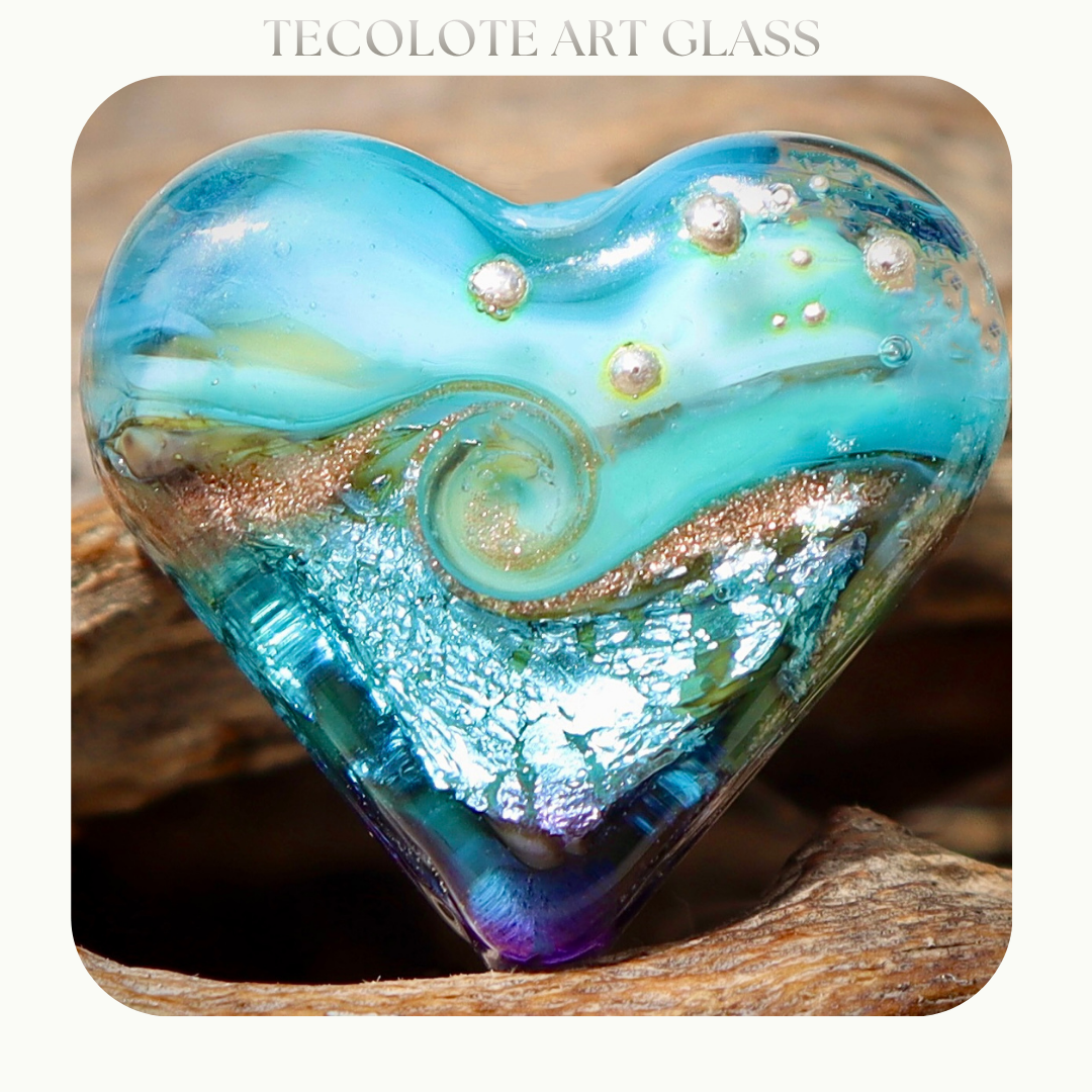 Tides of Love Heart Focal - Glass Lampwork Bead