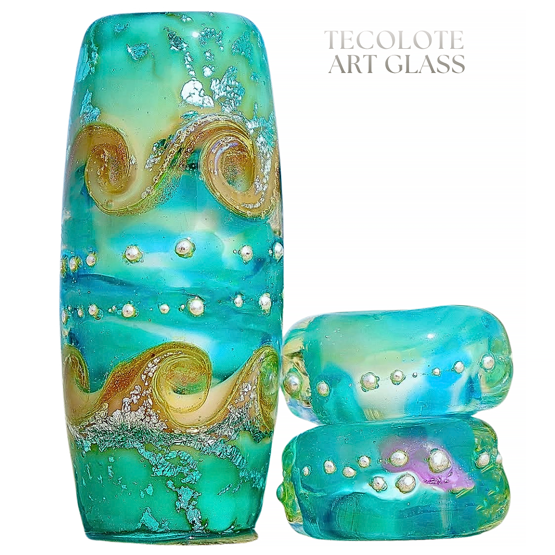 Sea of Cortez - Art Glass lampwork Focal Bead Set - BHB Large Hole