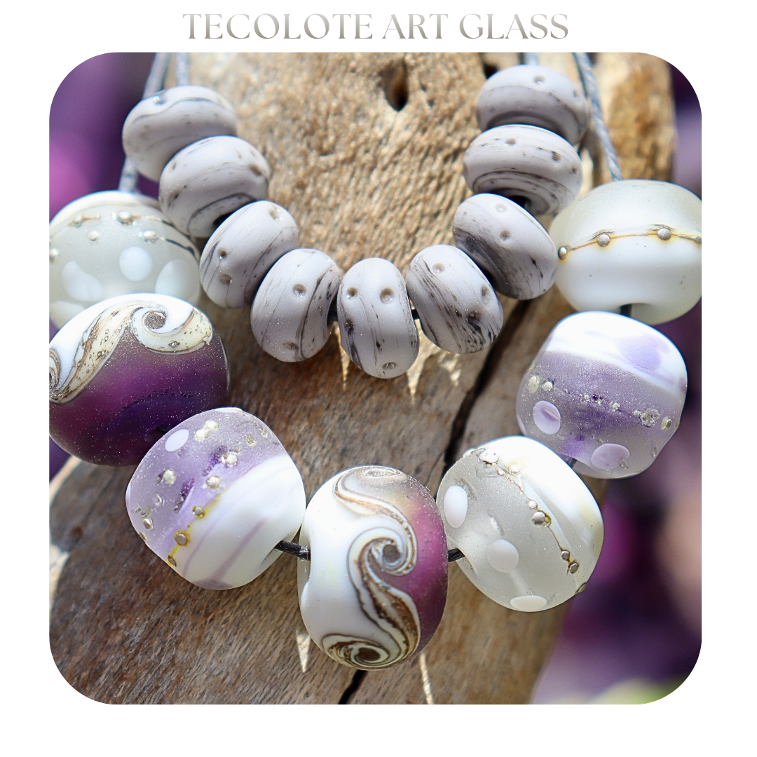 Moonstone & Plum Blossom Art Glass Bead Collection