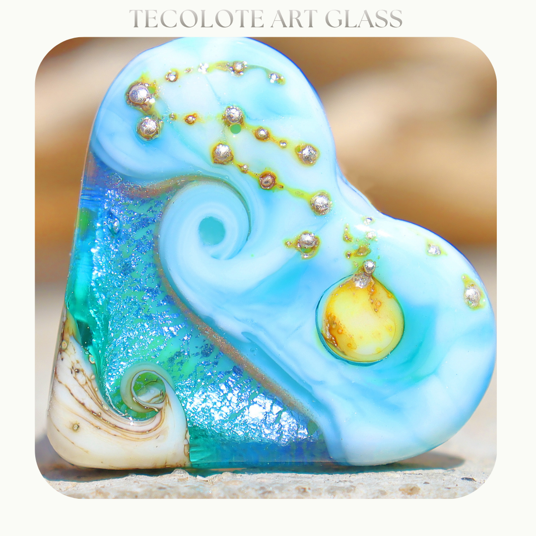 Carolina Beach Heart Focal - Glass Lampwork Bead