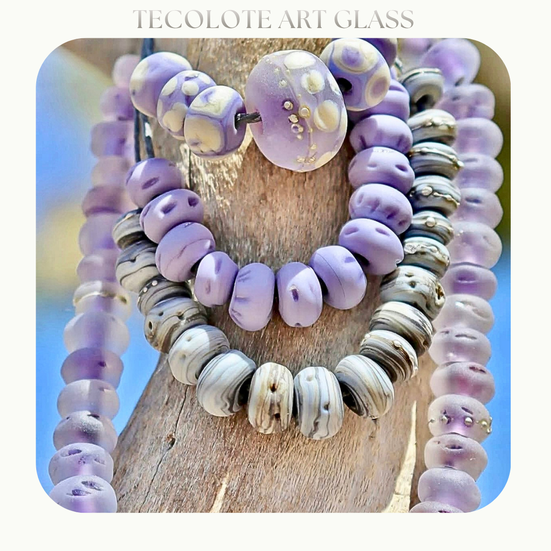Tumbled Purple Seashell Strands - Glass Lampwork 70 Beads