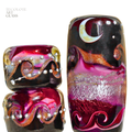 Moonlight Garnet - Art Glass lampwork Focal Bead Set - BHB Large Hole - Show Lead Bead
