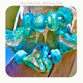 Caribbean Mist Hearts - Glass Lampwork Bead Set