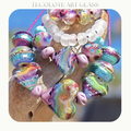 Pastel Boardwalk Love - Glass Lampwork Heart Bead Set
