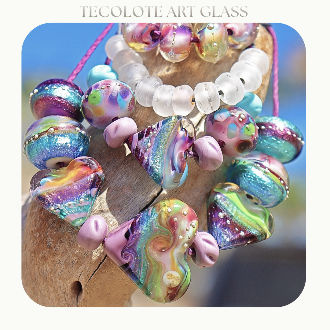 Pastel Boardwalk Love - Glass Lampwork Heart Bead Set