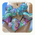 Melba & Sea Breeze Hearts - Glass Lampwork Bead Set