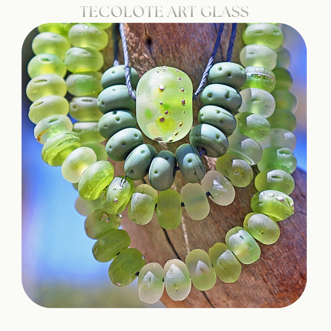 Tumbled AGAVE & PALM  Strands - Glass Lampwork 70 Beads