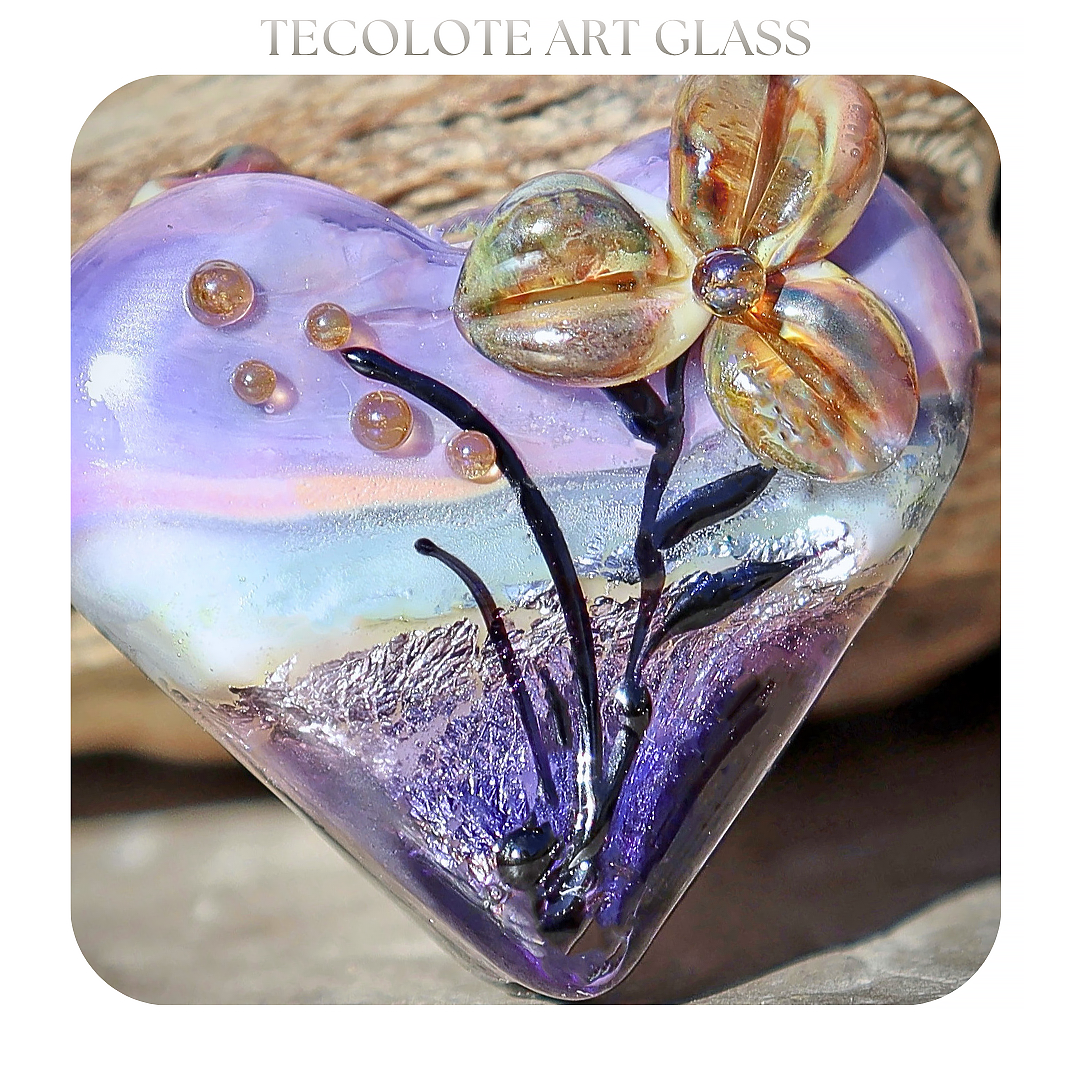 Sunlit Blossom Heart - Art Glass lampwork Bead
