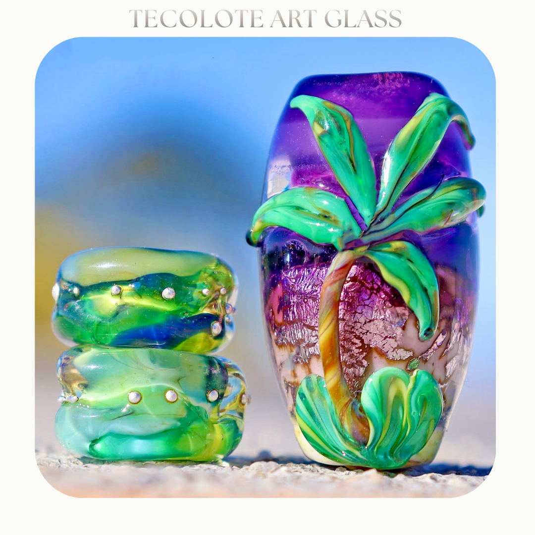Hawaiian Plumeria Palms - BHB Glass Lampwork Bead Set