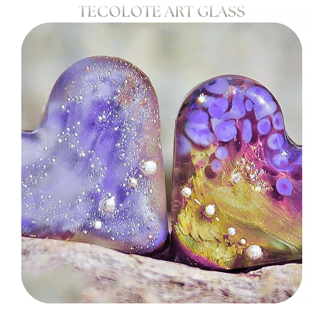 Canyon Lavender Hearts - Art Glass lampwork Bead Pair