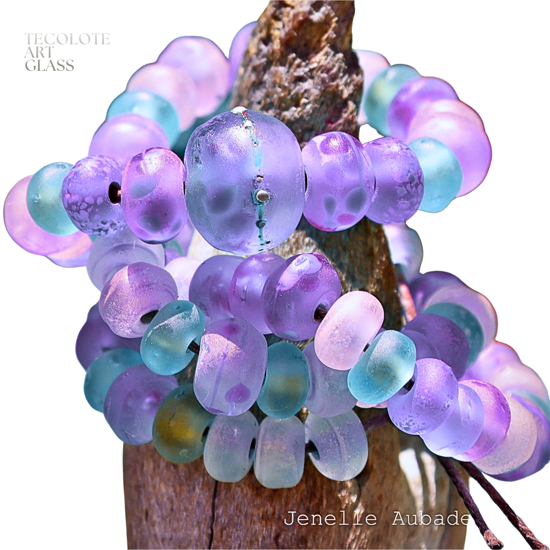 Kauai Plumeria  - Tumbled Matte Art Glass Lampwork Beads