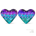 Amethyst Coral Sea  Art Glass Lampwork Heart Focal Bead Pair