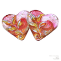 Bougainvillea Rose  Art Glass Lampwork Heart Focal Bead Pair