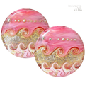 Hibiscus Sun Tea  Art Glass Lampwork Button Spree Bead Pair