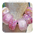 Raspberry Silver Sea Charms - Art Glass lampwork Beads - BHB Large Hole for Pandora Bracelets
