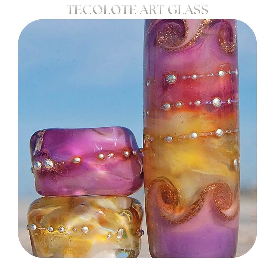 Hawaiian Sunrise Art Glass lampwork Focal Bead Set - BHB Large Hole
