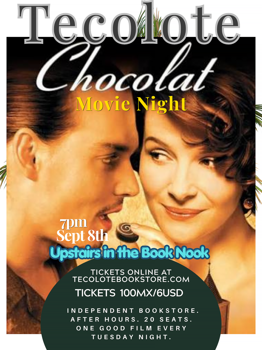 Movie Night  in the Book Nook - Sept 8th 2026 - Chocolat - Event Ticket