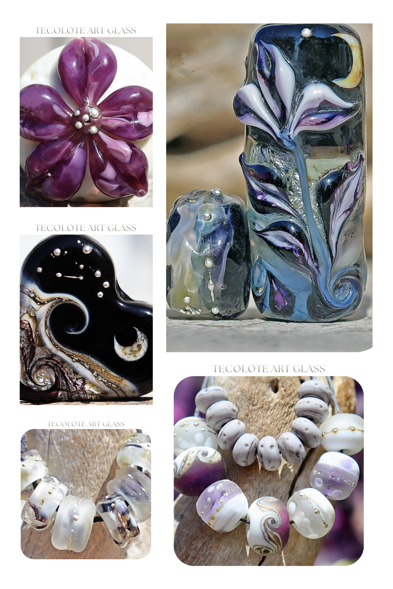 Moonstone & Plum Blossom Art Glass Bead Collection