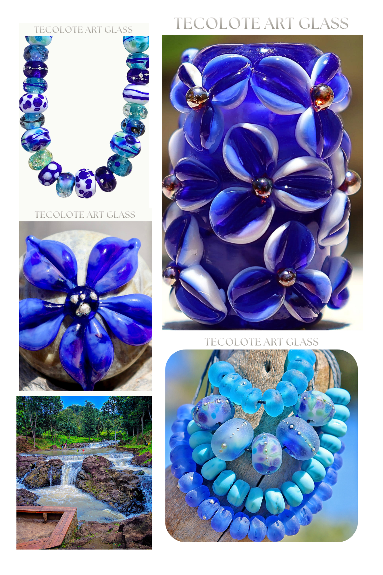 Blue River Blossom Art Glass Bead Collection