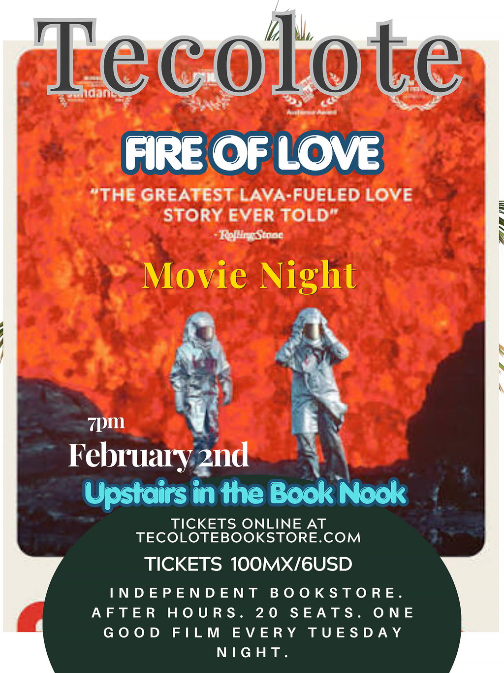 Movie Night in the Book Nook - February 2nd 2027 - Fire of Love - Event Ticket
