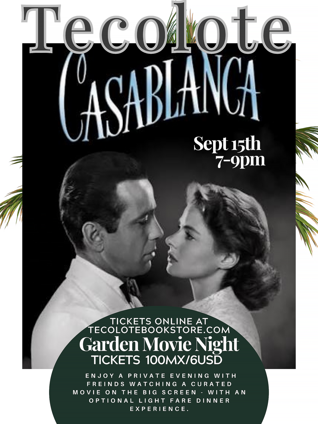 Garden Movie Night - Sept 15th 2026 - Casablanca - Event Ticket